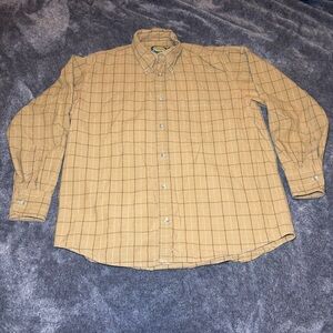 Mens Cabelas Brown Plaid Shirt Size Medium